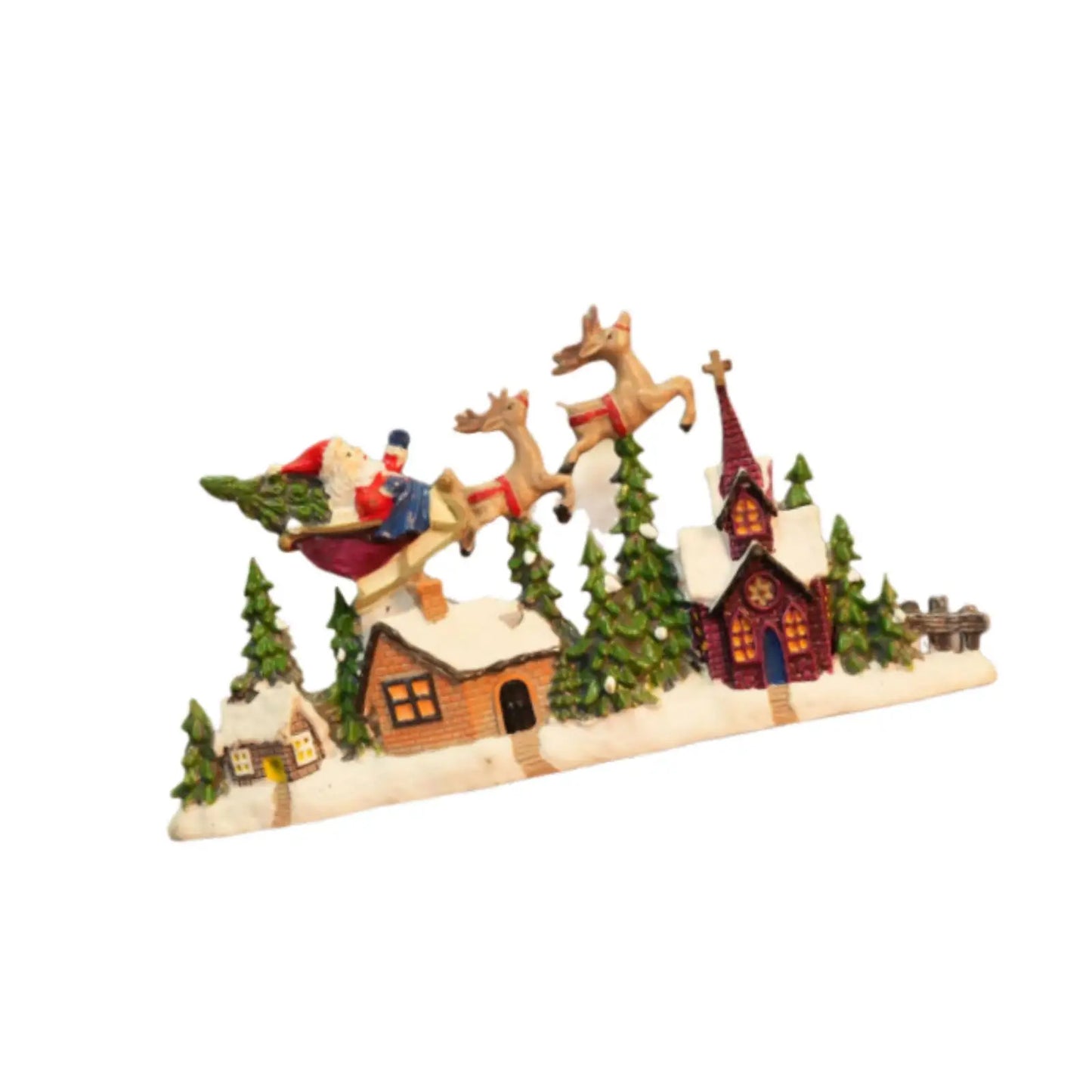 Christmas Village House Figurine Christmas Decoration for Cabinet Shelf Desk Desktop Ornament Christmas Gift Holiday Shelf