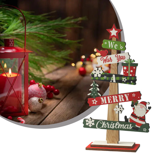 1pc Desktop Christmas DIY Decoration Wooden Christmas Signs Plaque Merry Christmas Party Home Decor Party Supplies