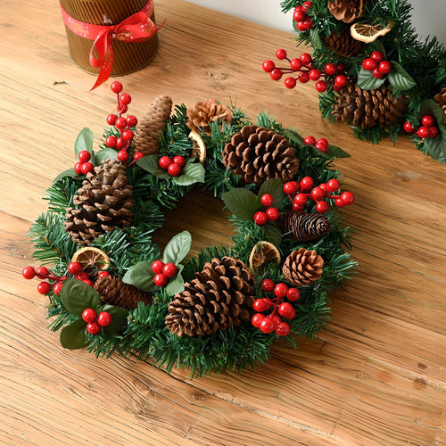 24 - Inch Christmas Wreath. Unlit, Yellow - Lit, Colorful - Lit Styles