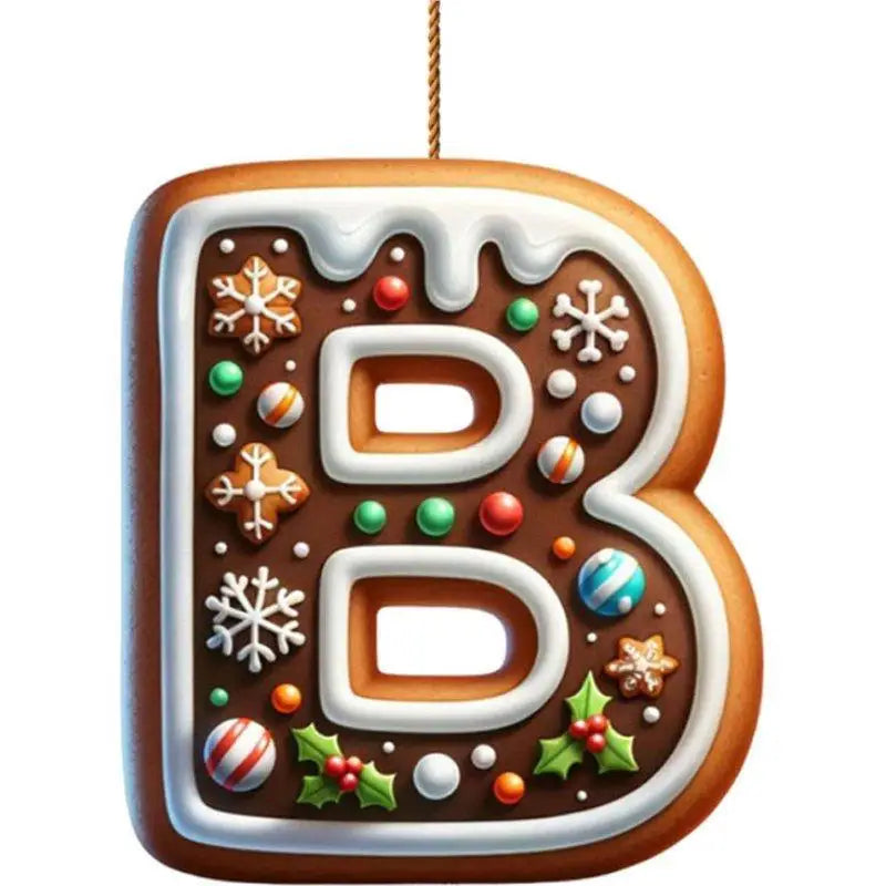 26 Letters Christmas Tree Decoration Gingerbread Alphabet Ornaments Flat 2D Acrylic A To Z Ornament Letters Decoration