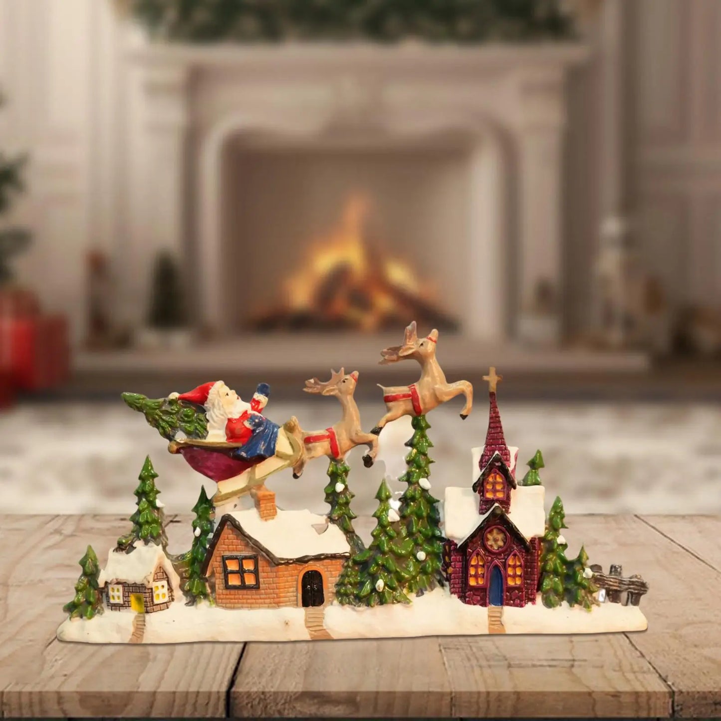 Christmas Village House Figurine Christmas Decoration for Cabinet Shelf Desk Desktop Ornament Christmas Gift Holiday Shelf
