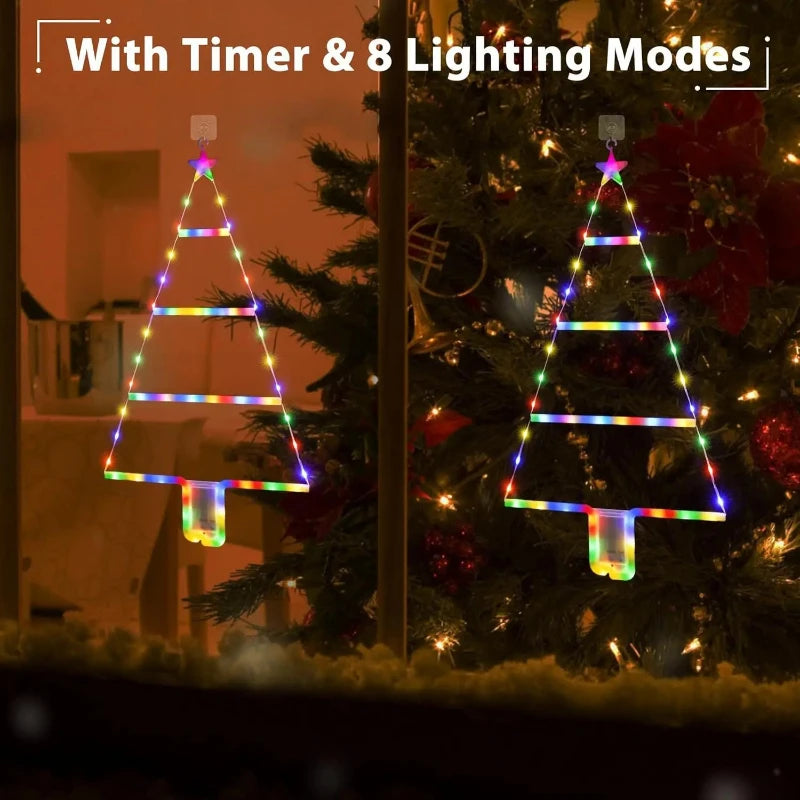 New Christmas Tree Lights Holiday Decorations Atmosphere Lamp Waterproof Leather Thread Colorful Light String Triangle Ladder