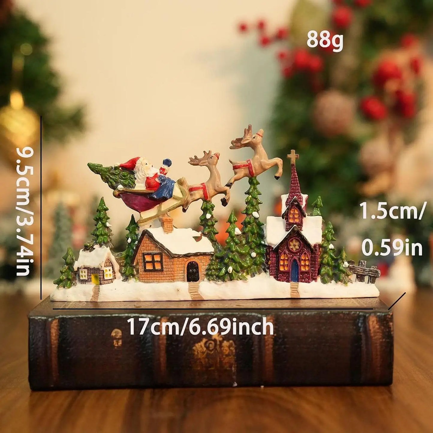 Christmas Village House Figurine Christmas Decoration for Cabinet Shelf Desk Desktop Ornament Christmas Gift Holiday Shelf