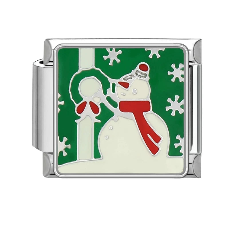 2024 Christmas Tree Santa Claus Socks Snowman Italian Charm Link Stainless Steel Fit 9mm Italian Chain Bracelet DIY Xmas Gift