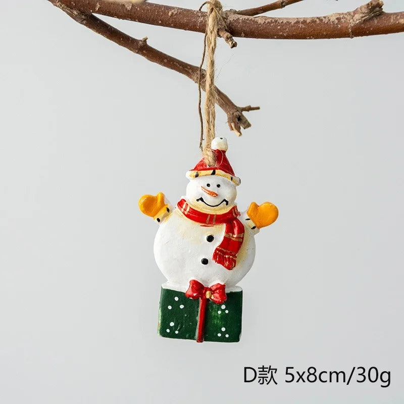 Christmas Resin Tree Decorations Santa Snowman Angel Pendant Ornament DIY Kids Toys Noel Navidad Kerst 2023
