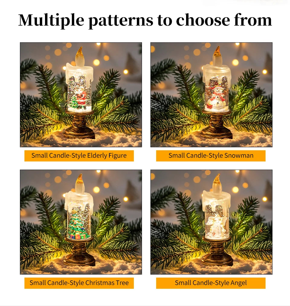 LED Christmas Tree Night Lights Christmas Candles Crystal Lights Christmas Gifts for Family and Friends Creative Gifts