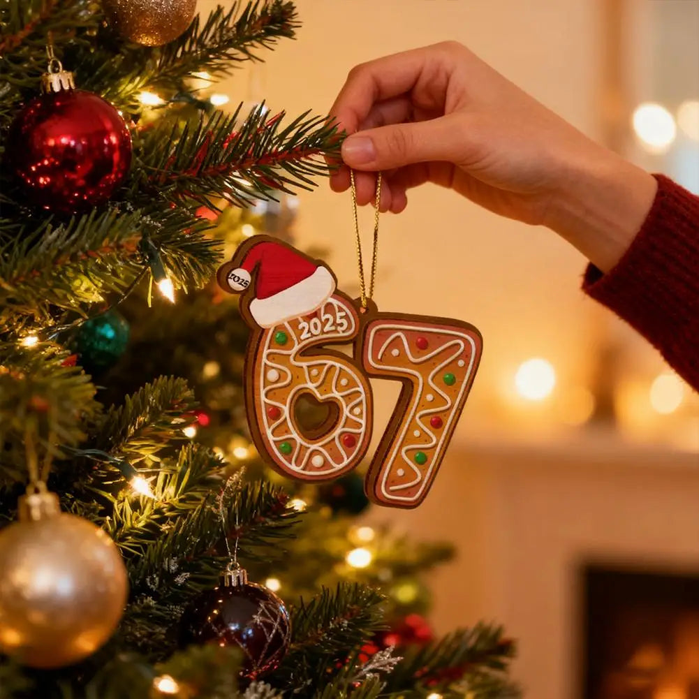 2025 Funny 67 Meme Gingerbread Christmas Ornament Acrylic Keepsake Gift For Grandchildren & TeensTrend Holiday Tree Decoration