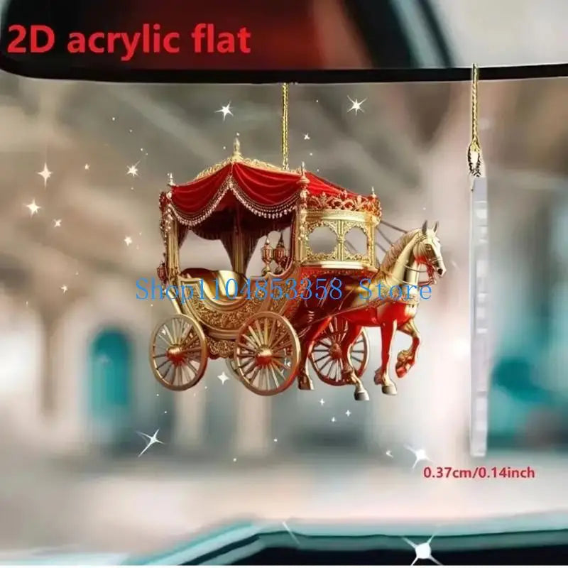 Upgrades Acrylic Horse Carriage Christmas Tree Decorations Winter Themed Hanging Ornaments For Homes Holiday Display