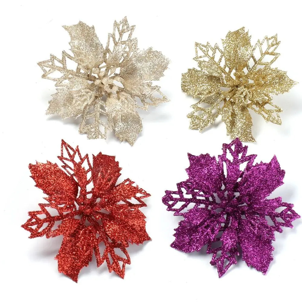 Multi-color ChristmasTree Ornament Romantic Plastic Xmas Tree Pendant Hollow Artificial Hollow Flowers Christmas Tree Bottom