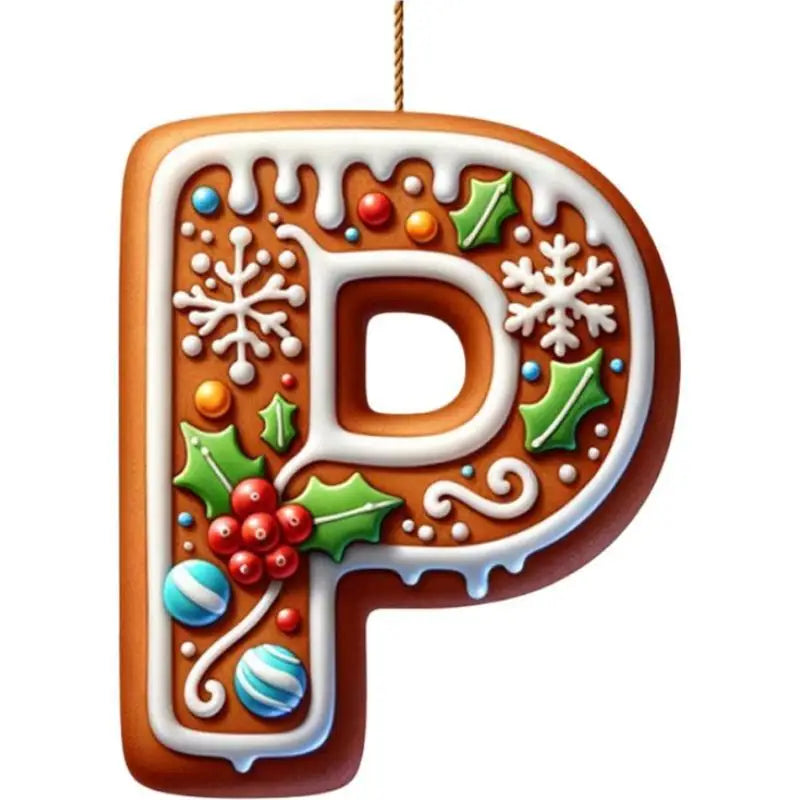 26 Letters Christmas Tree Decoration Gingerbread Alphabet Ornaments Flat 2D Acrylic A To Z Ornament Letters Decoration
