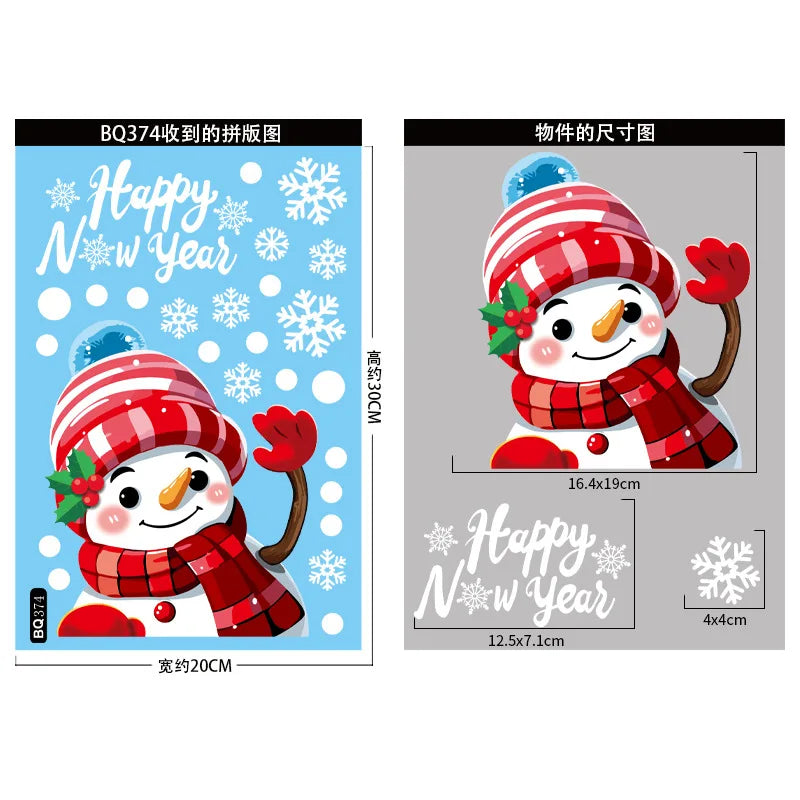 Christmas Window Stickers Merry Christmas Decorations for Home 2024 Christmas Wall Sticker Kids Room New Year Decoration 2025