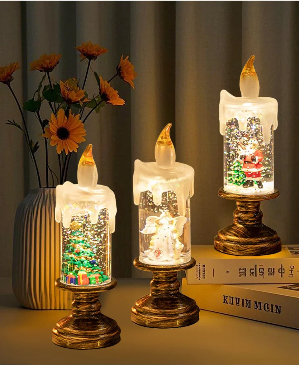 LED Christmas Tree Night Lights Christmas Candles Crystal Lights Christmas Gifts for Family and Friends Creative Gifts