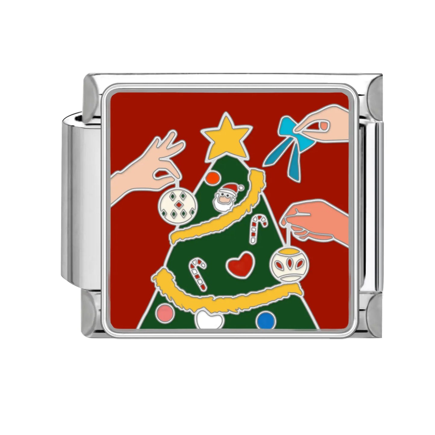 2024 Christmas Tree Santa Claus Socks Snowman Italian Charm Link Stainless Steel Fit 9mm Italian Chain Bracelet DIY Xmas Gift