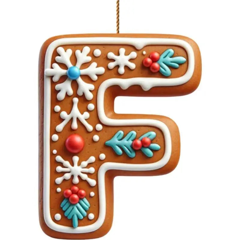 26 Letters Christmas Tree Decoration Gingerbread Alphabet Ornaments Flat 2D Acrylic A To Z Ornament Letters Decoration
