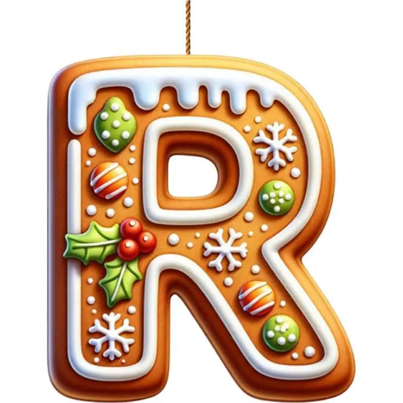 26 Letters Christmas Tree Decoration Gingerbread Alphabet Ornaments Flat 2D Acrylic A To Z Ornament Letters Decoration