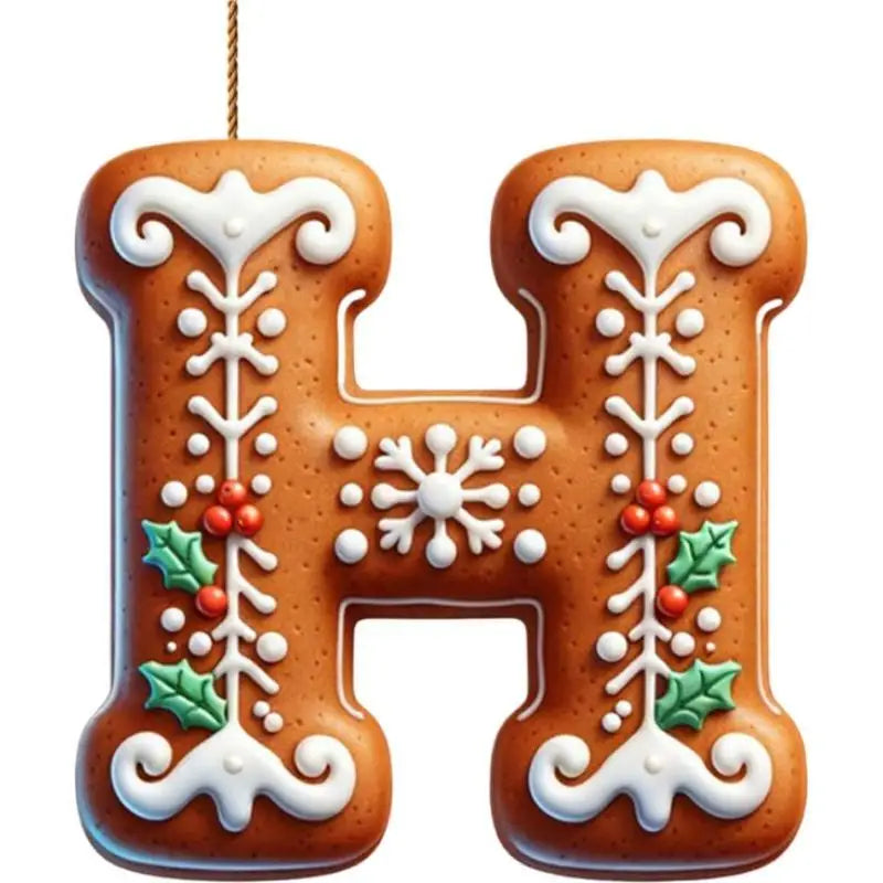 26 Letters Christmas Tree Decoration Gingerbread Alphabet Ornaments Flat 2D Acrylic A To Z Ornament Letters Decoration