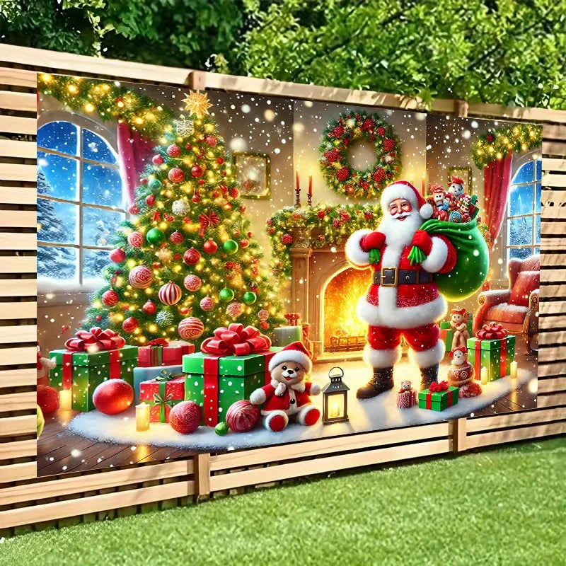 Vibrant Christmas scenes, decorated with trees and gifts suitable for living rooms, bedrooms, offices