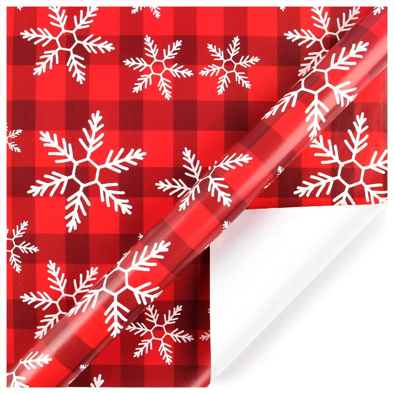1PC 50*70cm Gift Wrapping Red Plaid Snowflake Christmas Gift Packaging Paper Diy Crafts Papers Birthday Christmas Gift Paper