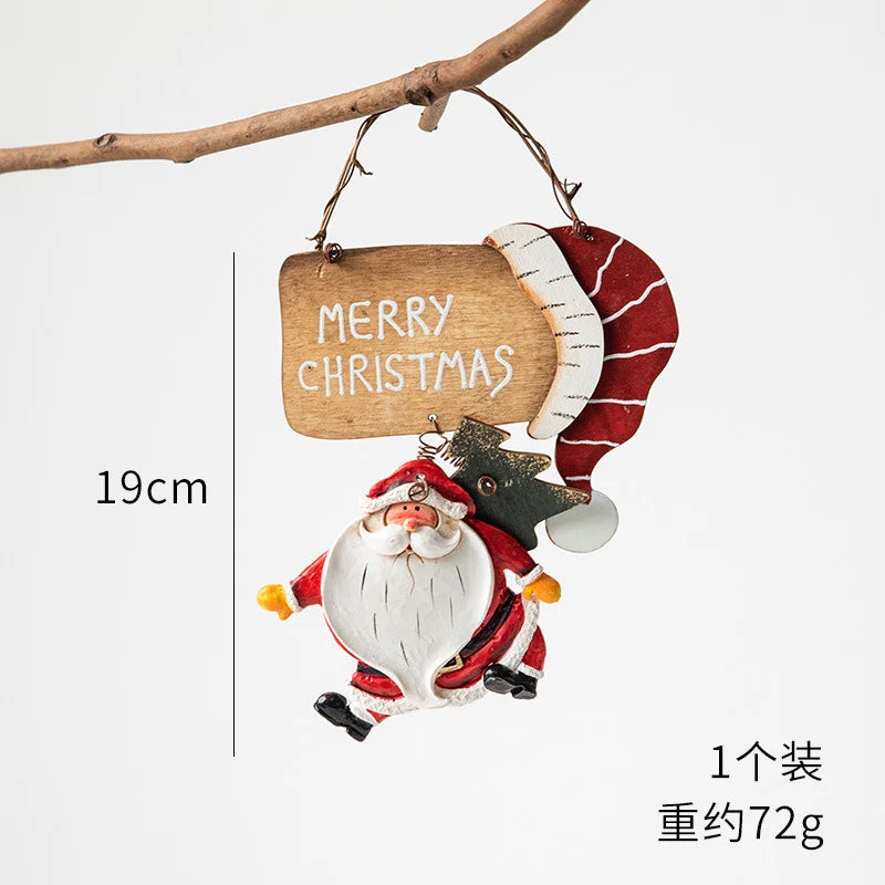 Christmas Resin Tree Decorations Santa Snowman Angel Pendant Ornament DIY Kids Toys Noel Navidad Kerst 2023