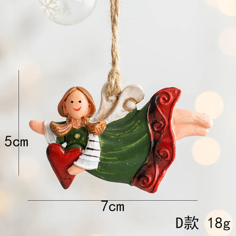 Christmas Resin Tree Decorations Santa Snowman Angel Pendant Ornament DIY Kids Toys Noel Navidad Kerst 2023
