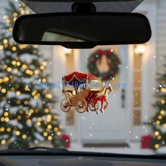 Upgrades Acrylic Horse Carriage Christmas Tree Decorations Winter Themed Hanging Ornaments For Homes Holiday Display