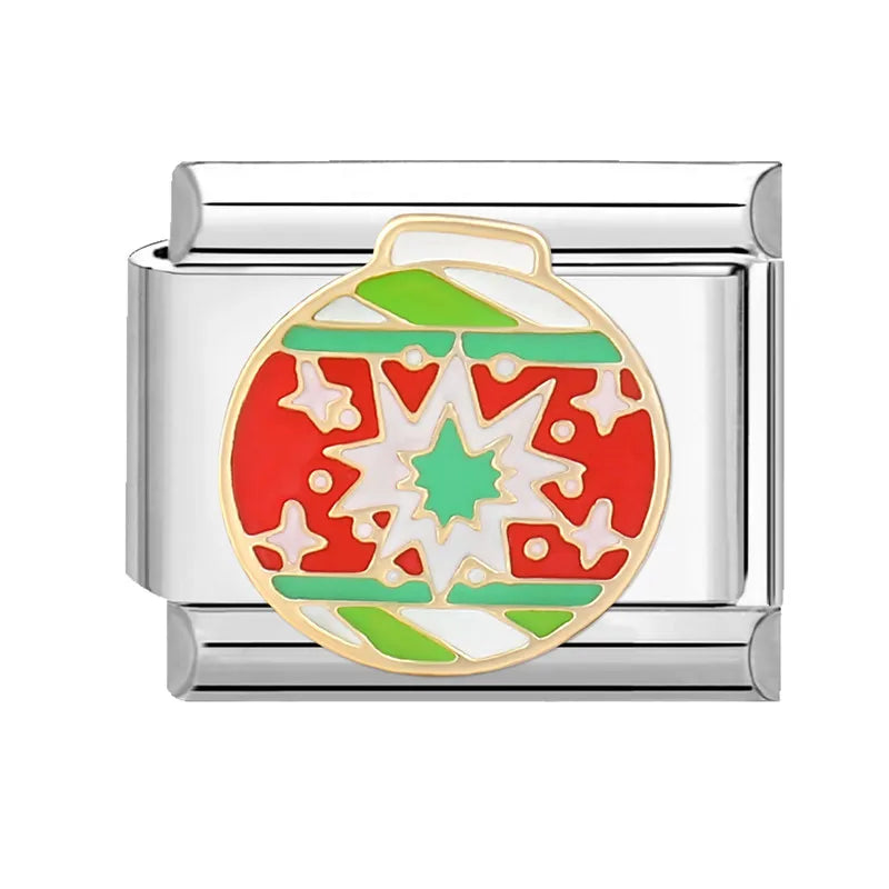 2024 Christmas Tree Santa Claus Socks Snowman Italian Charm Link Stainless Steel Fit 9mm Italian Chain Bracelet DIY Xmas Gift