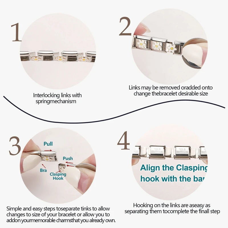 2024 Christmas Tree Santa Claus Socks Snowman Italian Charm Link Stainless Steel Fit 9mm Italian Chain Bracelet DIY Xmas Gift