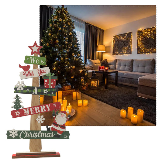1pc Desktop Christmas DIY Decoration Wooden Christmas Signs Plaque Merry Christmas Party Home Decor Party Supplies