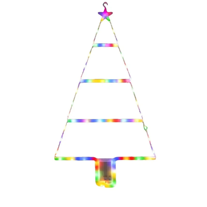 New Christmas Tree Lights Holiday Decorations Atmosphere Lamp Waterproof Leather Thread Colorful Light String Triangle Ladder