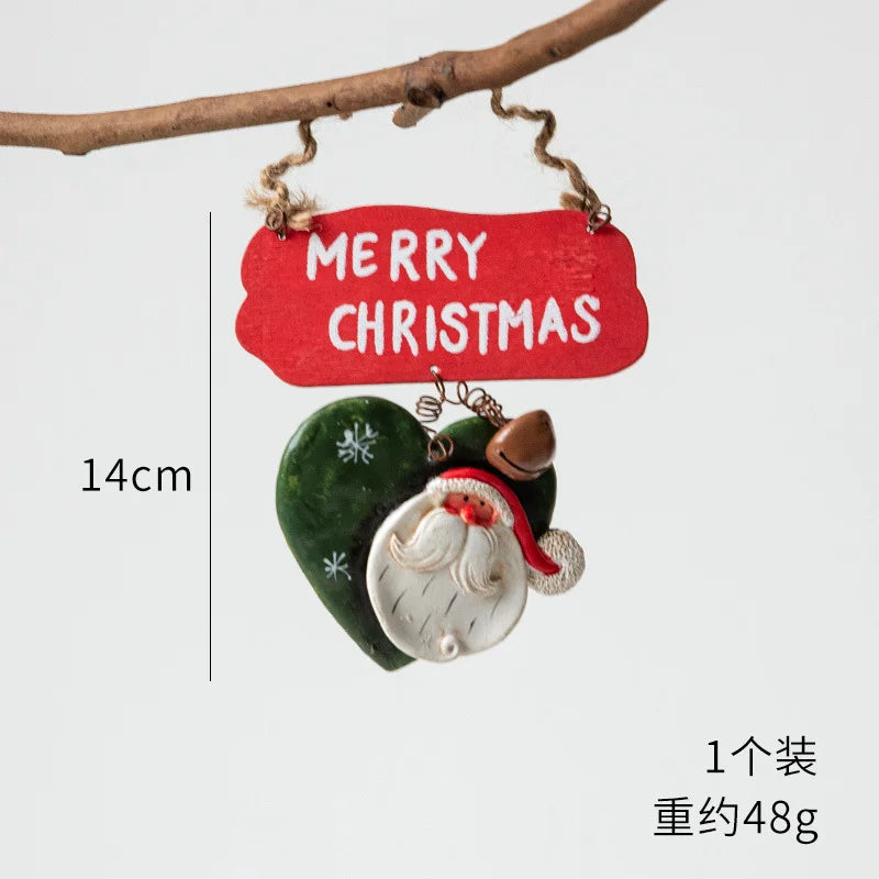 Christmas Resin Tree Decorations Santa Snowman Angel Pendant Ornament DIY Kids Toys Noel Navidad Kerst 2023
