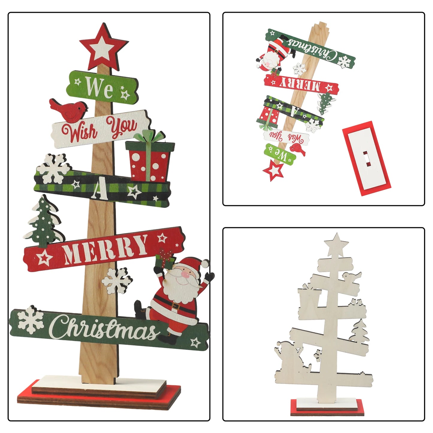 1pc Desktop Christmas DIY Decoration Wooden Christmas Signs Plaque Merry Christmas Party Home Decor Party Supplies