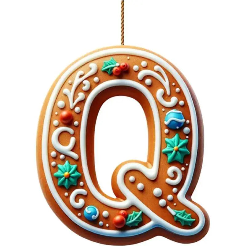 26 Letters Christmas Tree Decoration Gingerbread Alphabet Ornaments Flat 2D Acrylic A To Z Ornament Letters Decoration