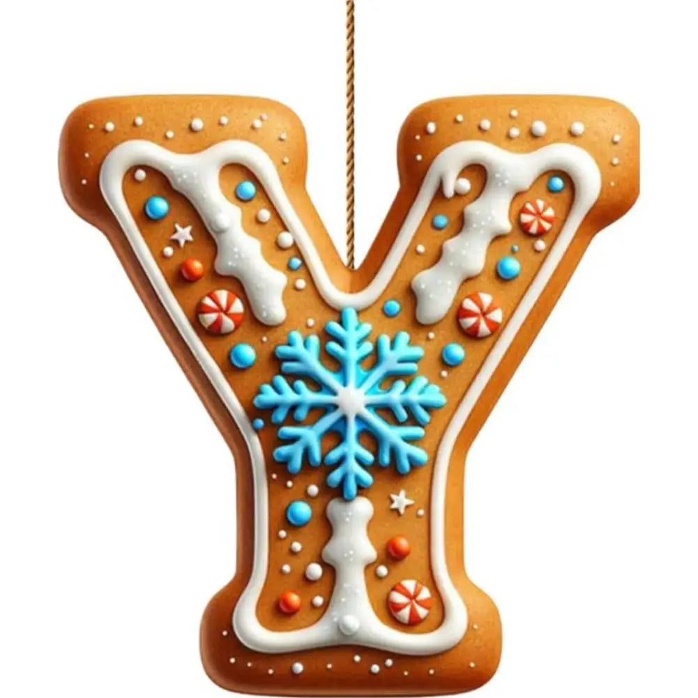 26 Letters Christmas Tree Decoration Gingerbread Alphabet Ornaments Flat 2D Acrylic A To Z Ornament Letters Decoration