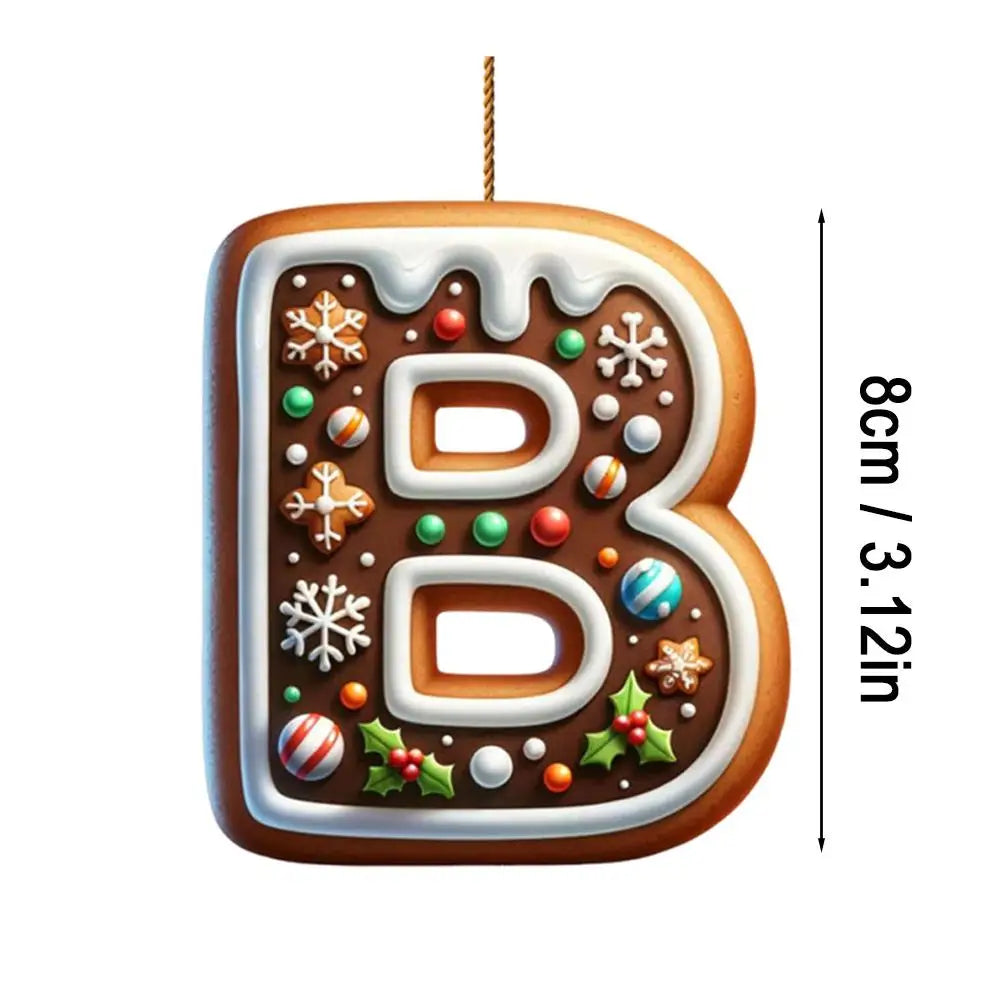 26 Letters Christmas Tree Decoration Gingerbread Alphabet Ornaments Flat 2D Acrylic A To Z Ornament Letters Decoration