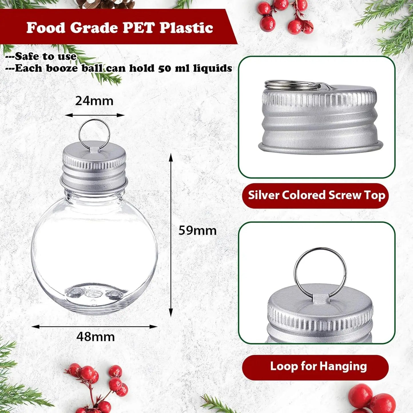 Christmas Decoration Ball Juice Cold Drink Water Beverage Bottle Booze Filled Xmas Tree Ornaments Home Outdoor Festival Decor