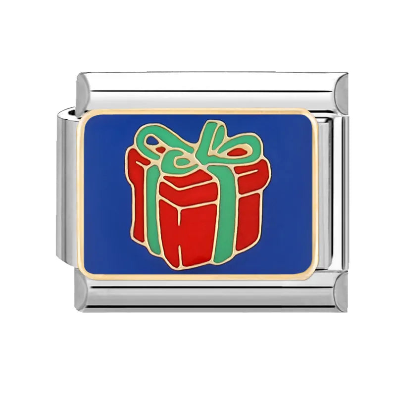 2024 Christmas Tree Santa Claus Socks Snowman Italian Charm Link Stainless Steel Fit 9mm Italian Chain Bracelet DIY Xmas Gift