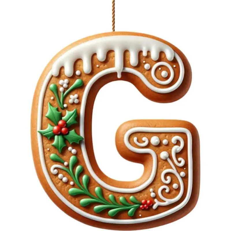 26 Letters Christmas Tree Decoration Gingerbread Alphabet Ornaments Flat 2D Acrylic A To Z Ornament Letters Decoration
