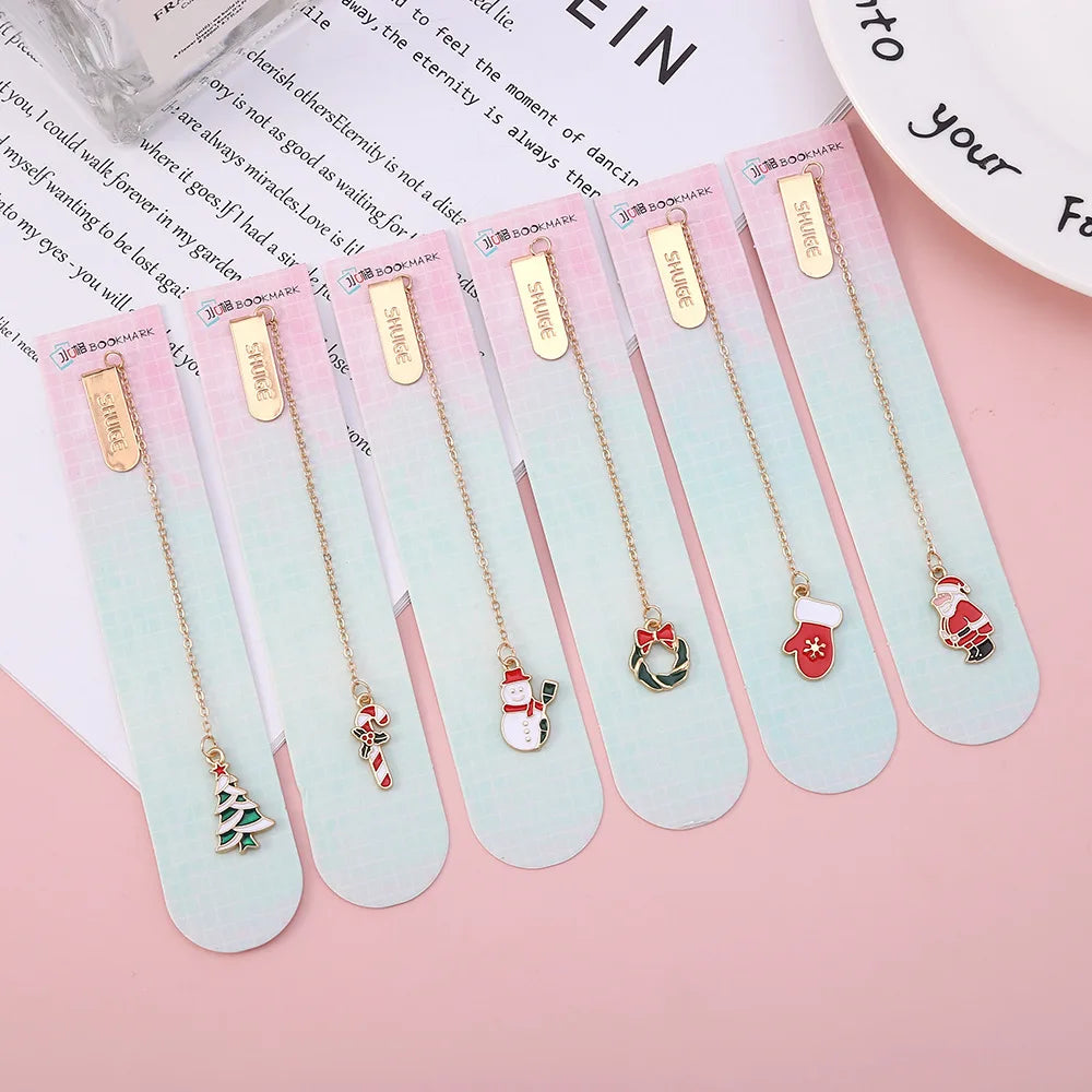 Christmas Bookmark For Student Gifts Book Page Marker Kawaii Stationery School Office Supplies Creative Bookmark
