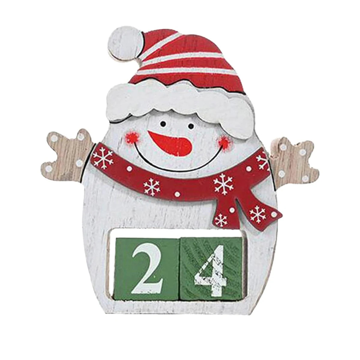 Christmas Countdown Wooden Calendar Blocks Santa Snowman Reindeer Holiday Desk Decor Festive Wooden Tabletop Ornament for Home