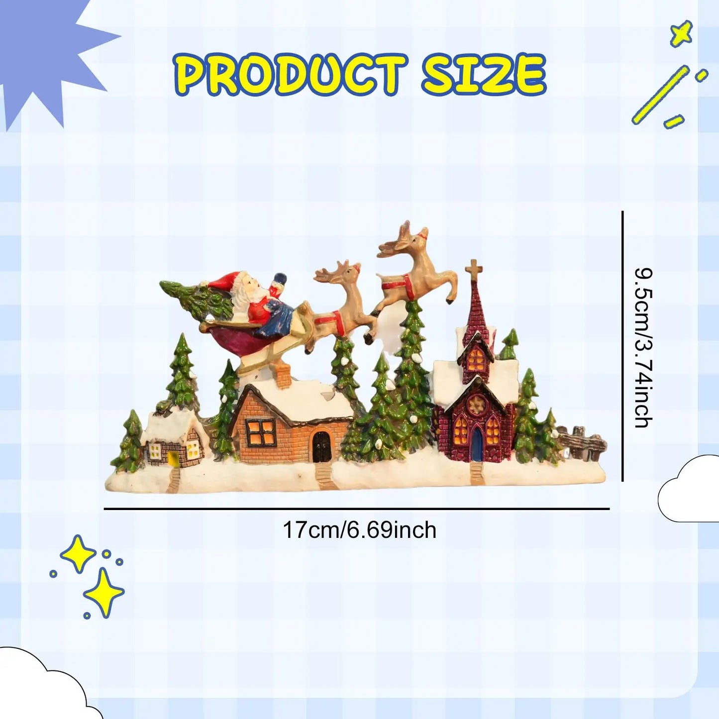 Christmas Village House Figurine Christmas Decoration for Cabinet Shelf Desk Desktop Ornament Christmas Gift Holiday Shelf