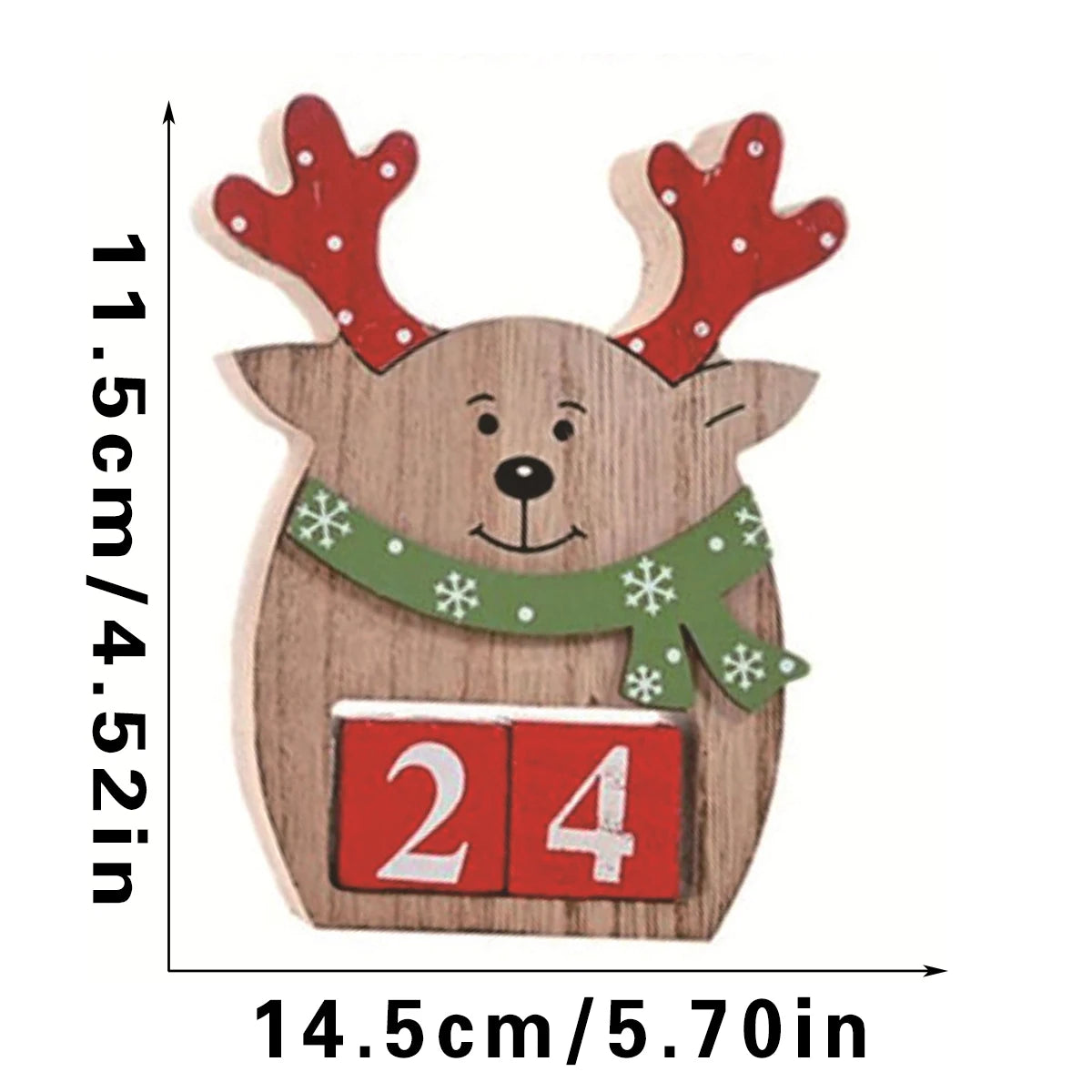 Christmas Countdown Wooden Calendar Blocks Santa Snowman Reindeer Holiday Desk Decor Festive Wooden Tabletop Ornament for Home