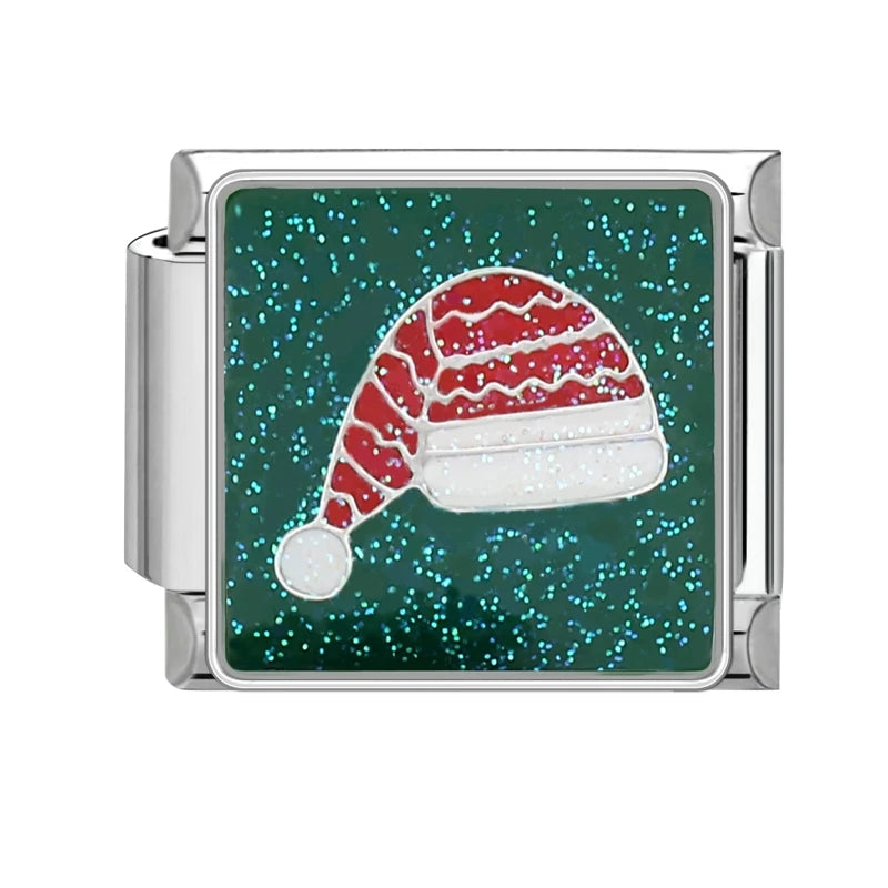 2024 Christmas Tree Santa Claus Socks Snowman Italian Charm Link Stainless Steel Fit 9mm Italian Chain Bracelet DIY Xmas Gift