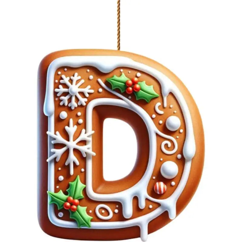 26 Letters Christmas Tree Decoration Gingerbread Alphabet Ornaments Flat 2D Acrylic A To Z Ornament Letters Decoration