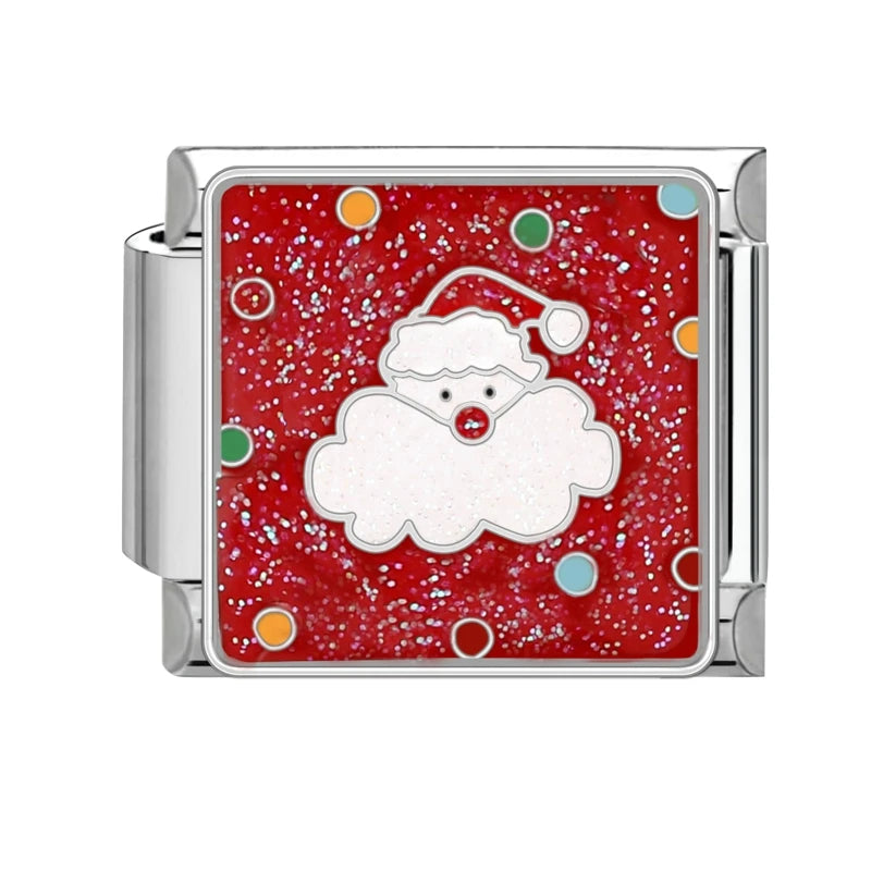 2024 Christmas Tree Santa Claus Socks Snowman Italian Charm Link Stainless Steel Fit 9mm Italian Chain Bracelet DIY Xmas Gift