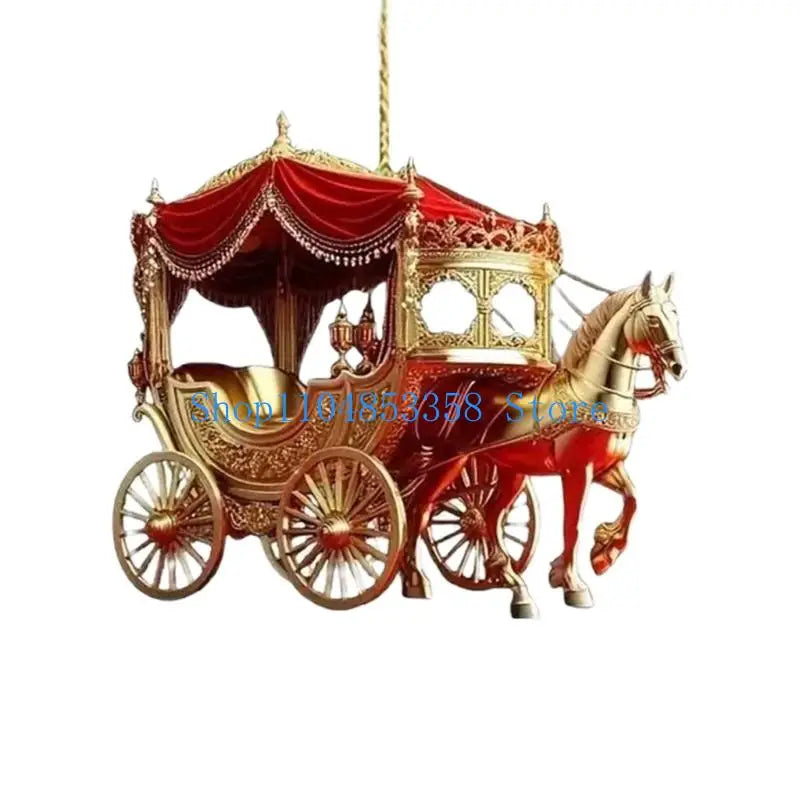 Upgrades Acrylic Horse Carriage Christmas Tree Decorations Winter Themed Hanging Ornaments For Homes Holiday Display