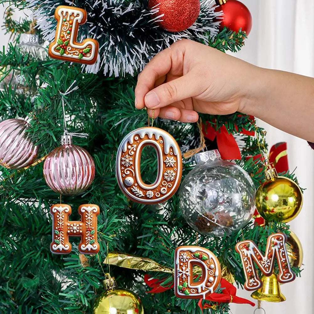 26 Letters Christmas Tree Decoration Gingerbread Alphabet Ornaments Flat 2D Acrylic A To Z Ornament Letters Decoration