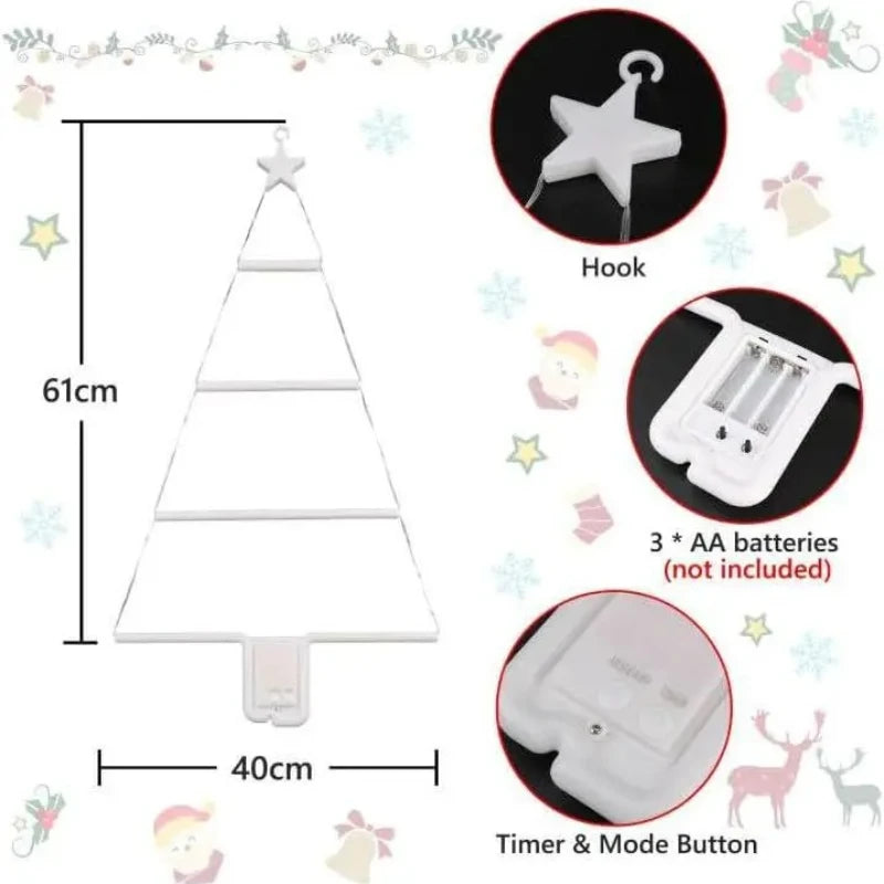 New Christmas Tree Lights Holiday Decorations Atmosphere Lamp Waterproof Leather Thread Colorful Light String Triangle Ladder