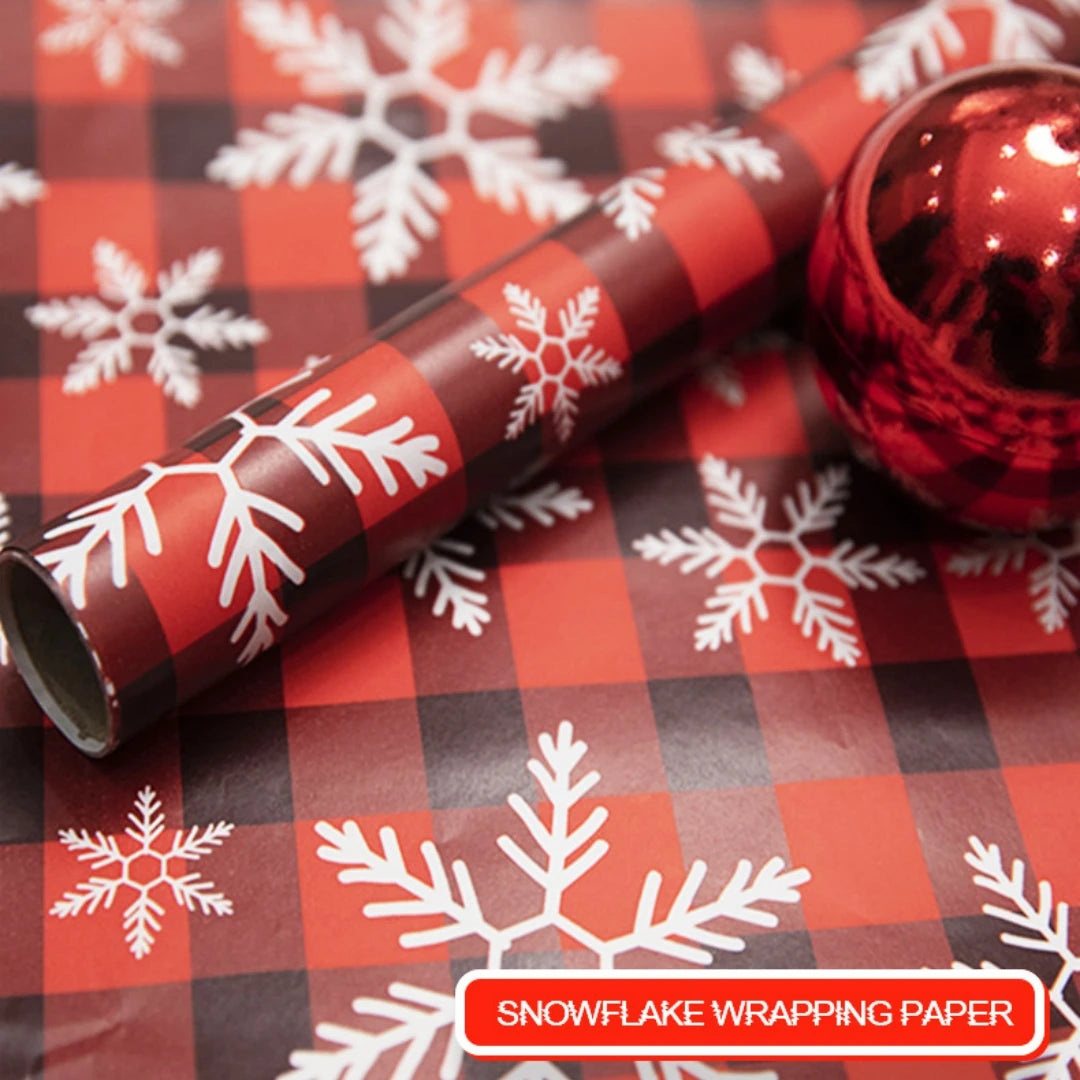 1PC 50*70cm Gift Wrapping Red Plaid Snowflake Christmas Gift Packaging Paper Diy Crafts Papers Birthday Christmas Gift Paper