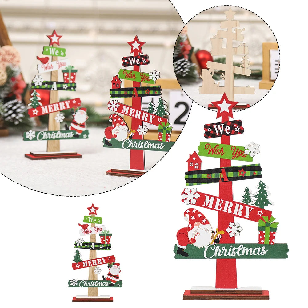 1pc Desktop Christmas DIY Decoration Wooden Christmas Signs Plaque Merry Christmas Party Home Decor Party Supplies