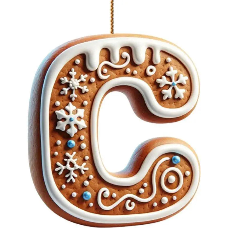 26 Letters Christmas Tree Decoration Gingerbread Alphabet Ornaments Flat 2D Acrylic A To Z Ornament Letters Decoration